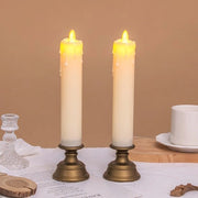 Set da 2 candele di Natale per vetrata, candele elettroniche imitanti, decorazioni LED tradizionali, candele LED illuminate.