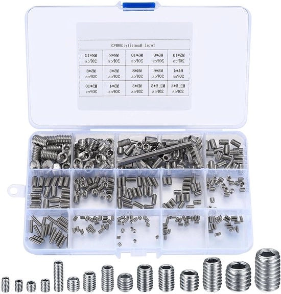 Kit di viti a bussola premium da 300 pezzi assortimento M25 M3 M4 M5 M6 M8 - argento - per maniglia porta maniglia porta holder