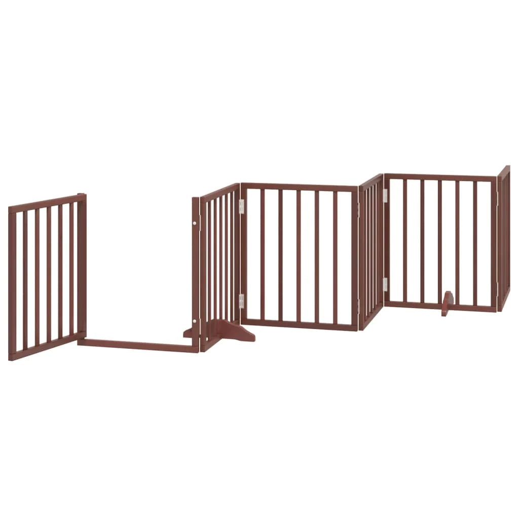 Cancelletto di sicurezza per animali domestici porta pieghevole 15 pannelli legno di pioppo marrone 02_0023203