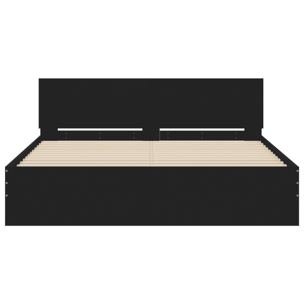 Giroletto con Testiera-Struttura Letto con testiera Nero 140x190 cm