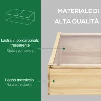 Serra da Giardino e Fioriera per Balcone in Legno di Abete Naturale, 100x50x35cm