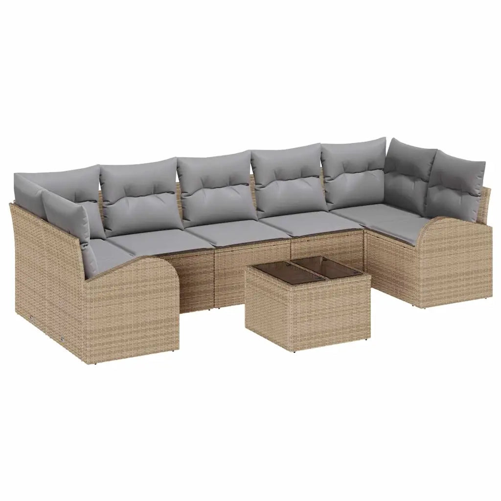 Set Divano da Giardino 8 pcs Beige e grigio 289 x 124 x 69 cm 3354629