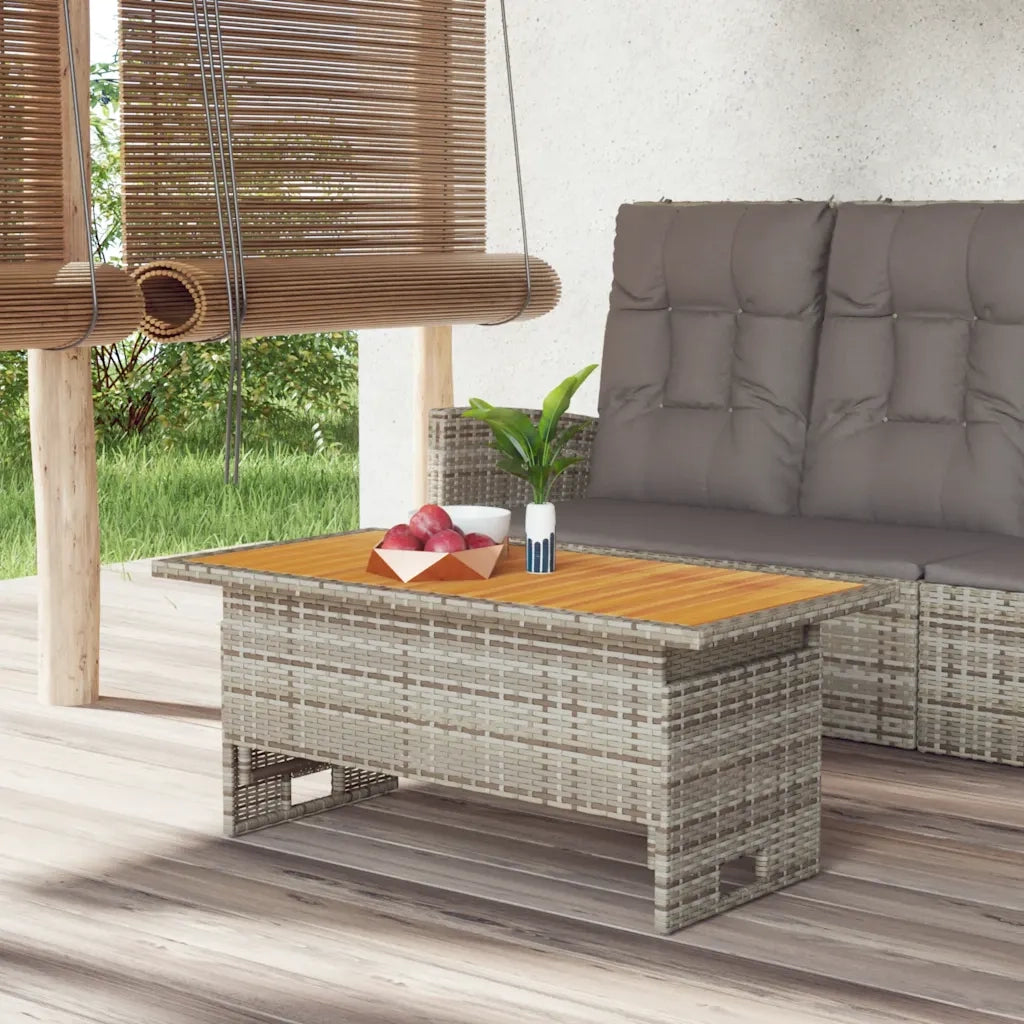 Tavolo Giardino | Tavolino da esterno Grigio 100x50x43/63 Massello Acacia Polyrattan