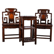 Set tavolo e 2 sedie in legno color caffè 40x40x75/55x45x95