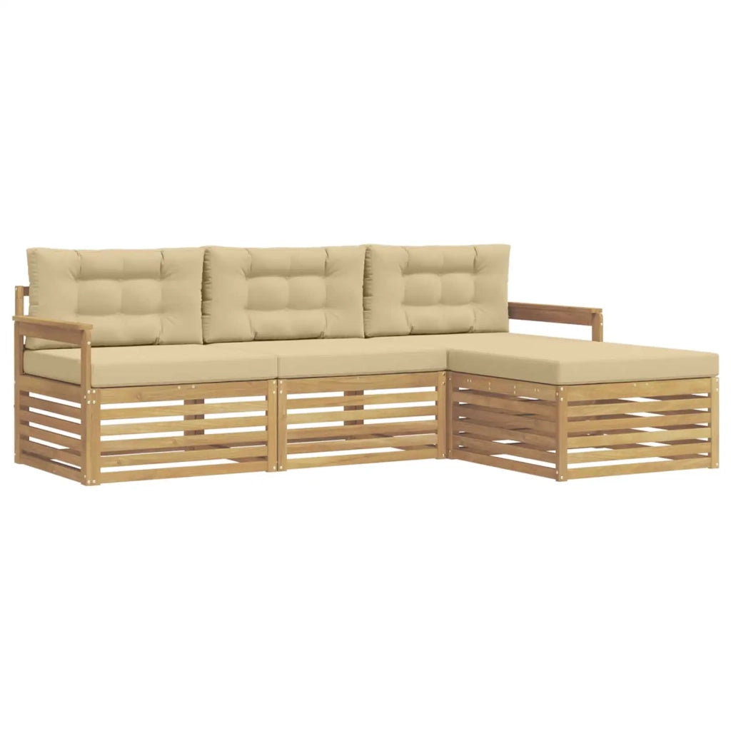 Set di divani da esterno 4 pz Bianco e Beige Poliestere 3390273