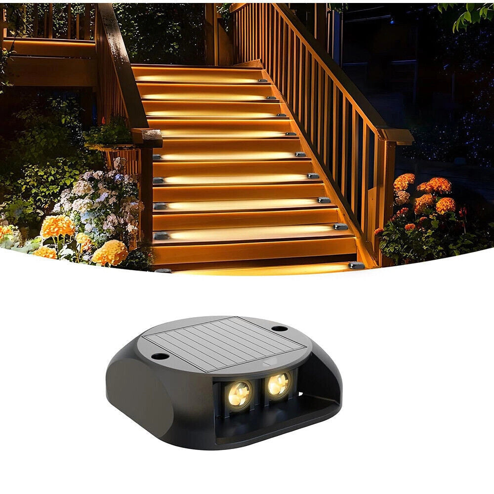 Trade Shop - Faretto Segnapasso Con Pannello Solare 0.4w Luce Led Calda 3000k Ip54 Nero Zq-ljd-001 -