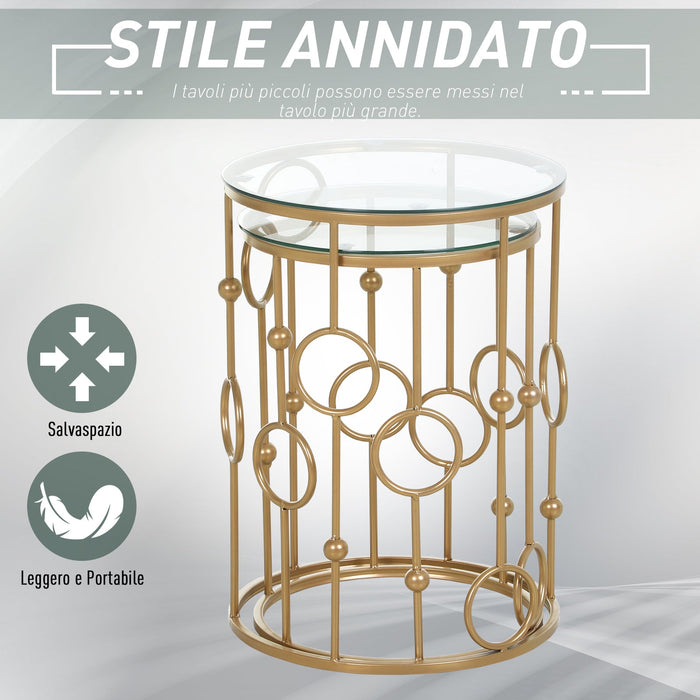 Set 2 Tavolini in Metallo  Etoile Oro