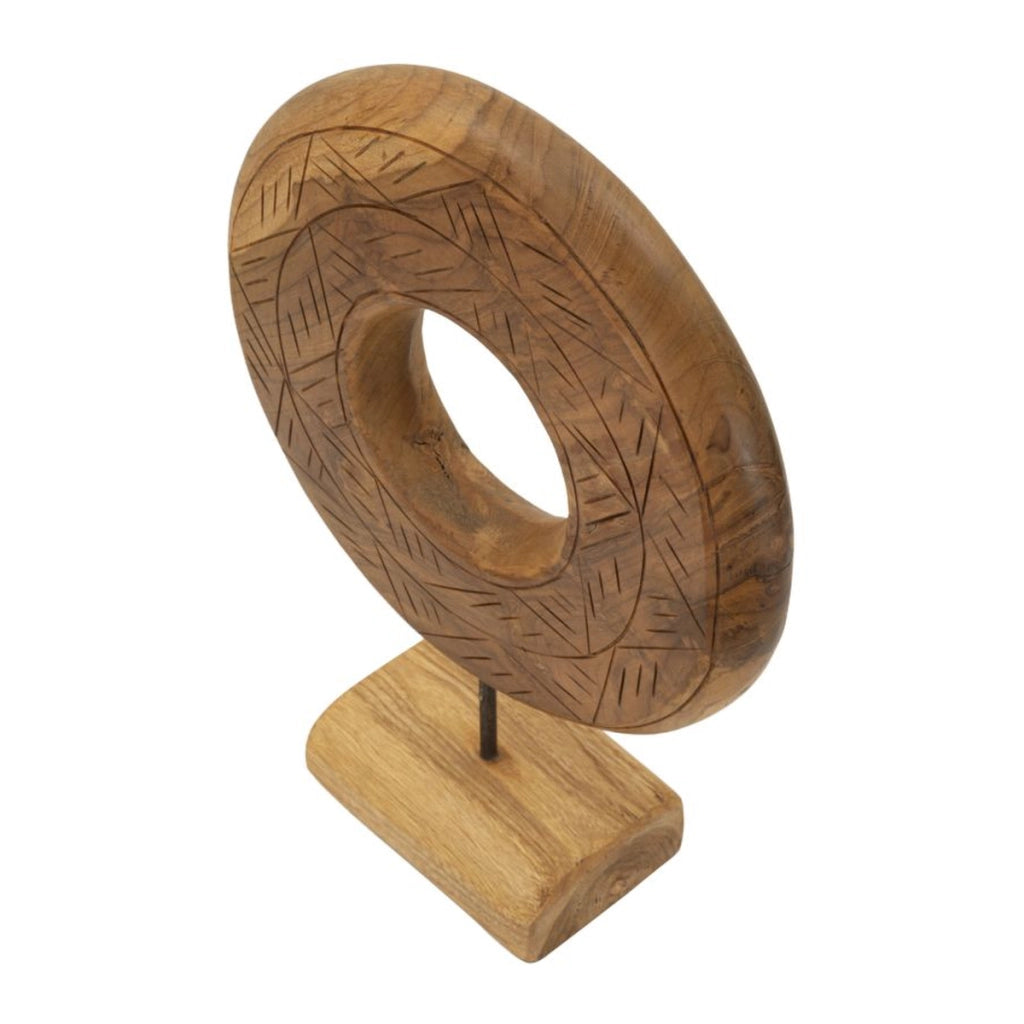 Scultura Cerchi 37, Marrone, Legno, 28x10x38 cm