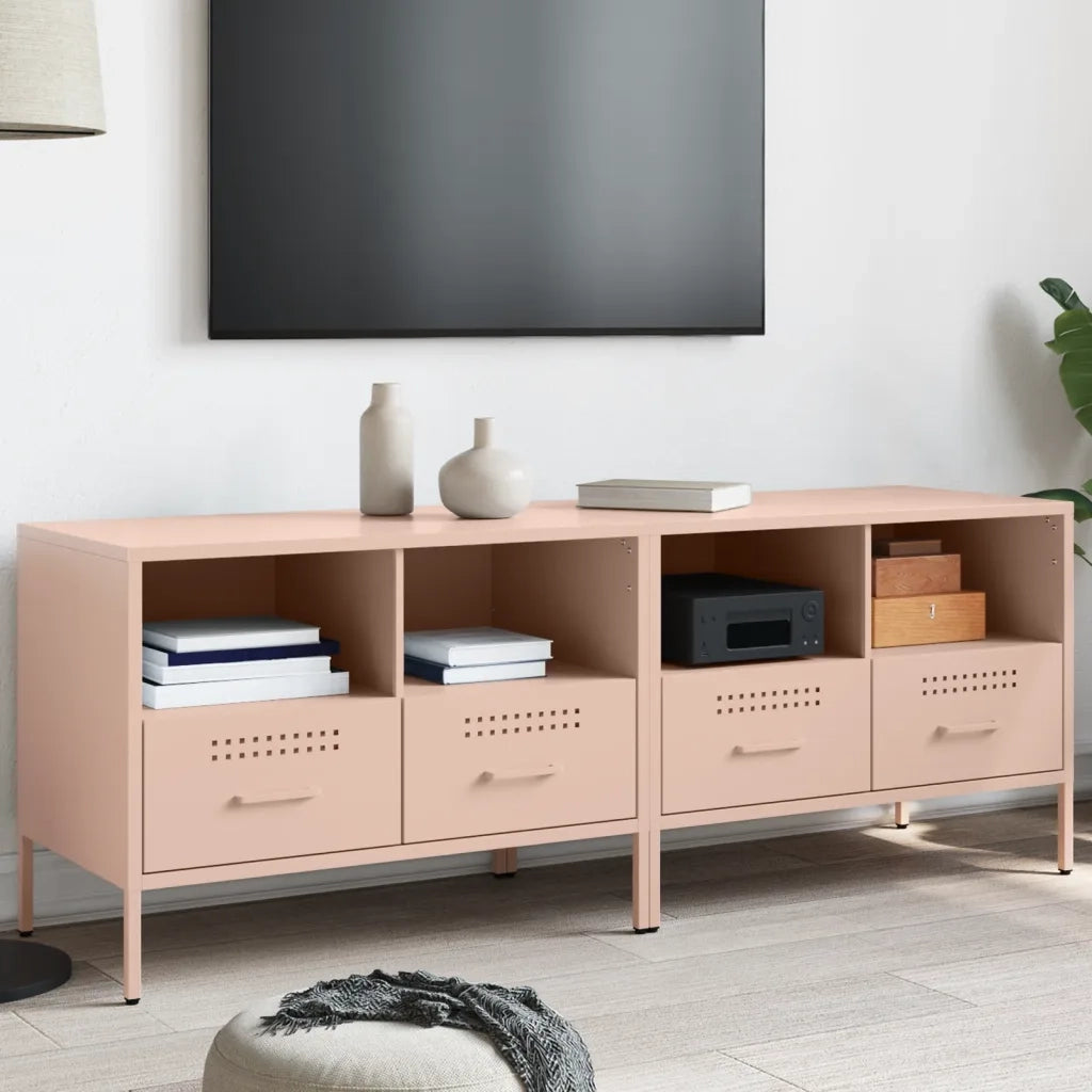 Mobili TV 2pz Rosa 68x39x50,5 cm in Acciaio 843045