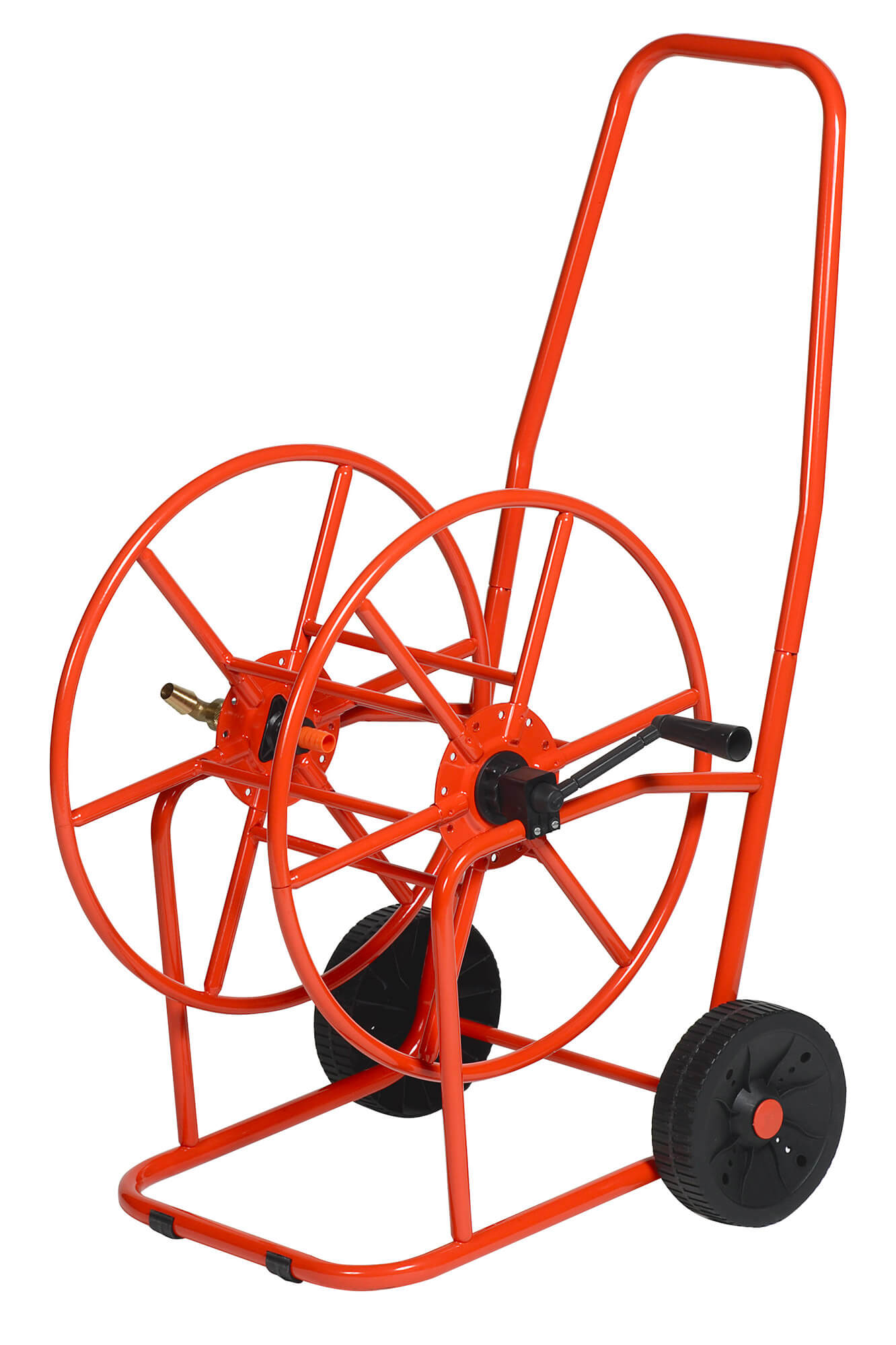 Carrello Avvolgitubo Manuale con Ruote 80 mt Tubo Ø3/4” in Acciaio Verniciato Rosso Agrati