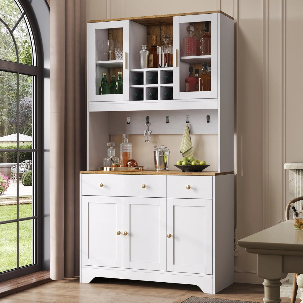 Credenza alta 94.5x30x175.5 cm con ante in acrilico e chiusura ammortizzata; MDF bianco
