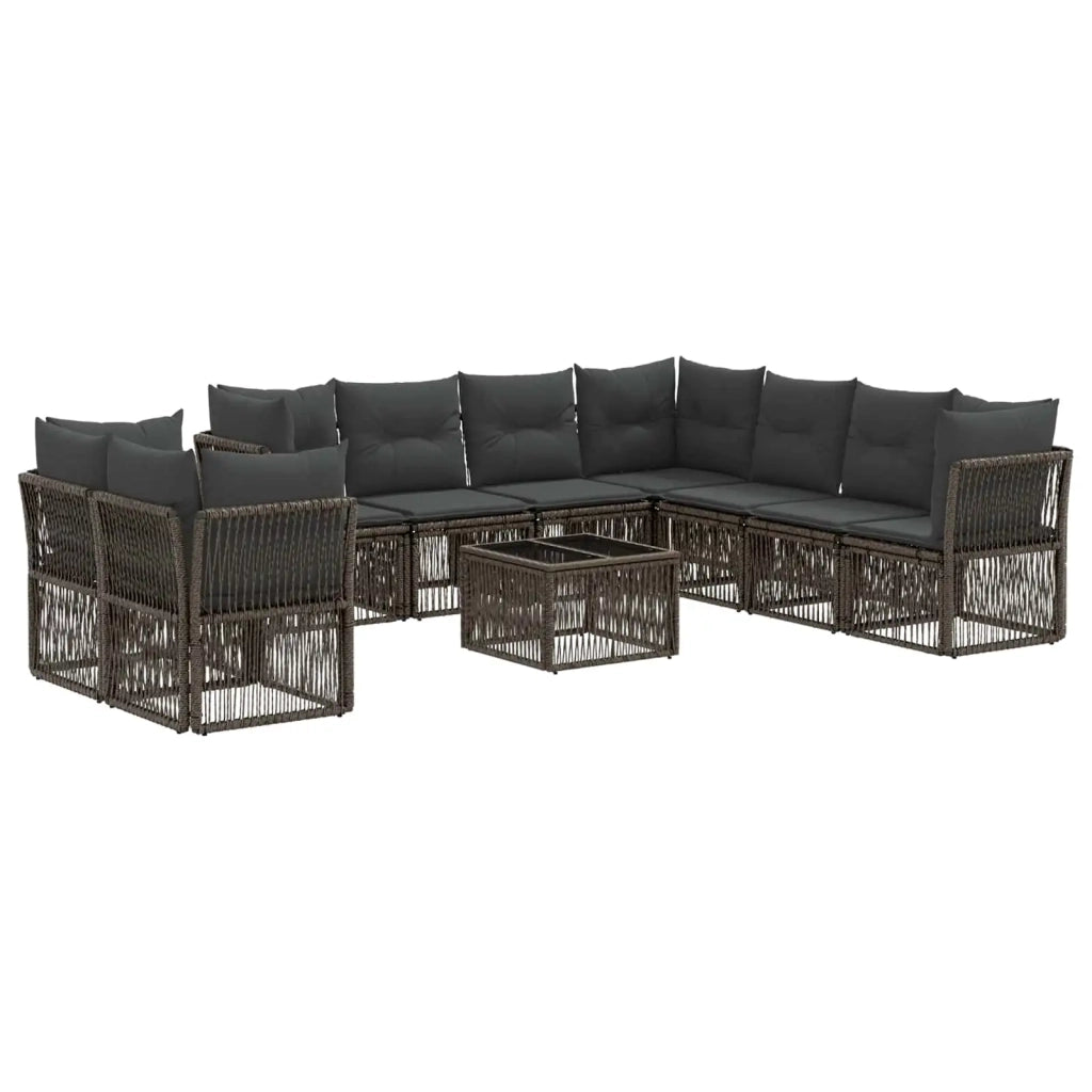 Set Divano da Giardino 10 pcs Grigio polyrattan