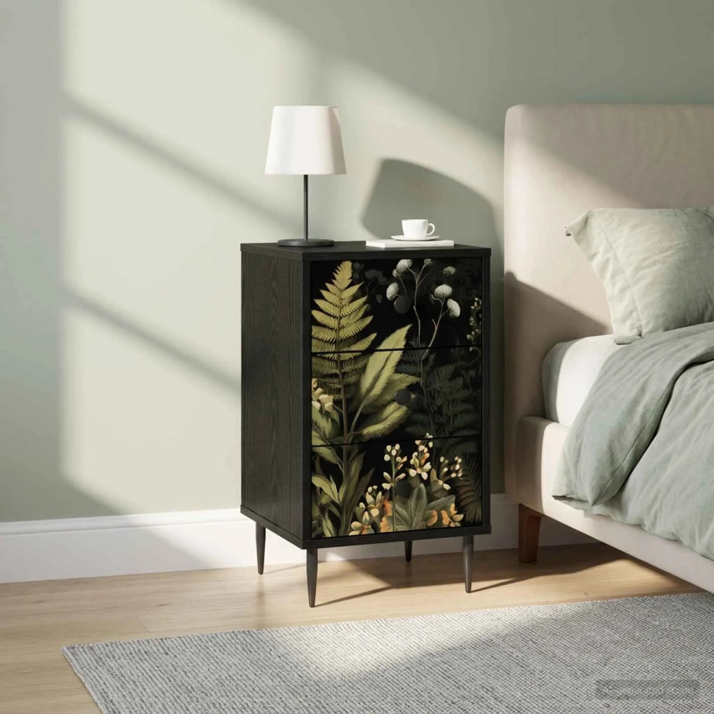 Armadio da Notte RHENEN 2 pz Rovere Nero 36 x 33 x 61 cm 8007310