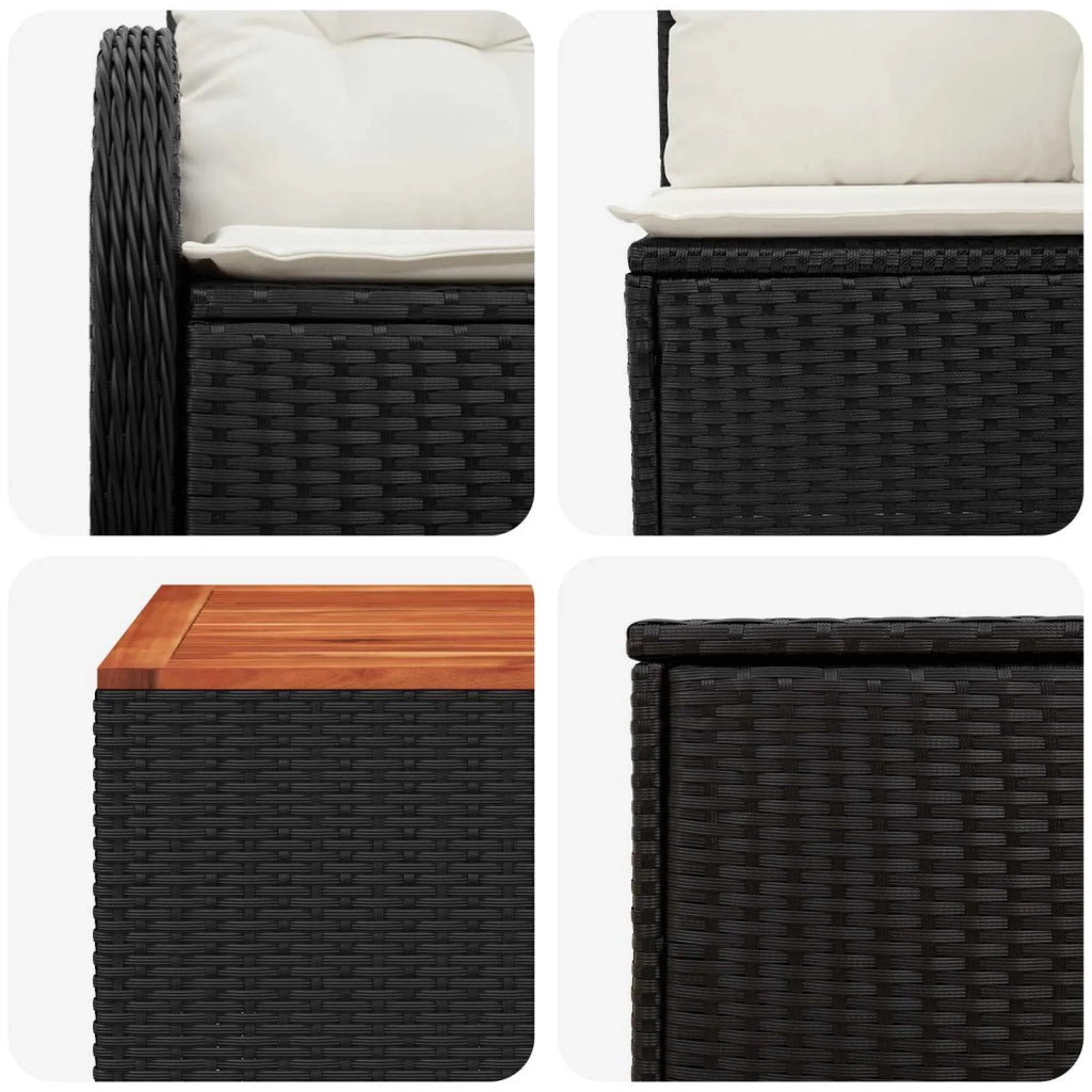 Set di divani 8 pz Nero e Bianco Crema 3448051