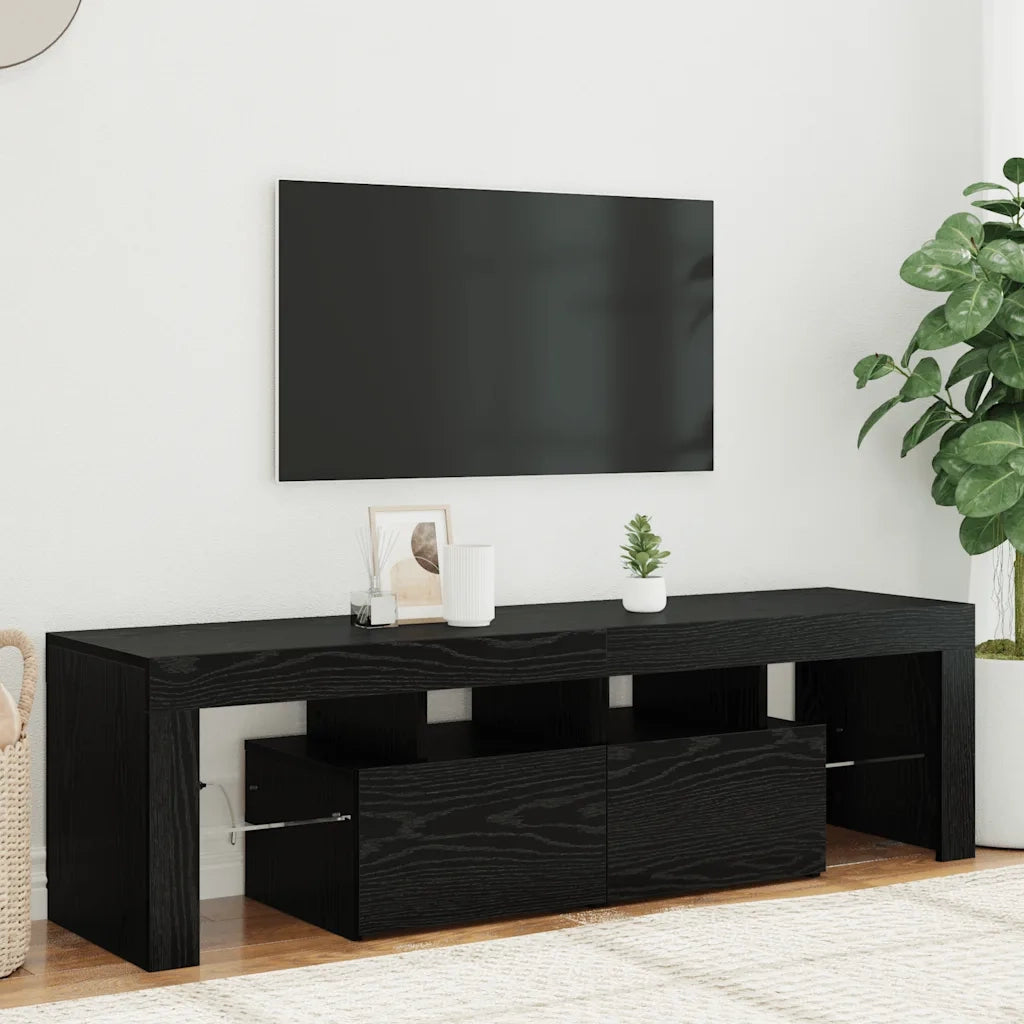 Mobile TV | Armadietto TV | Mobile Porta TV con LED Rovere Nero 140x36,5x40 cm Truciolato