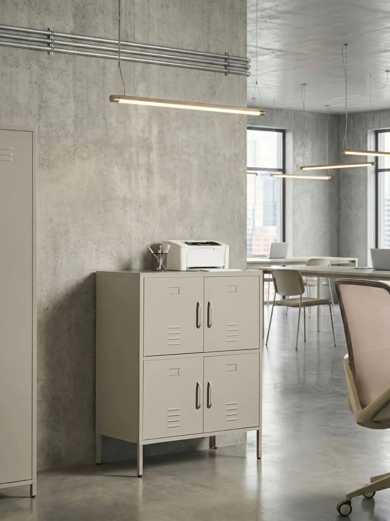 Armadio a 4 ante in metallo per ufficio beige chiaro 4 ante per documenti da casa a 4 ante per documenti da casa