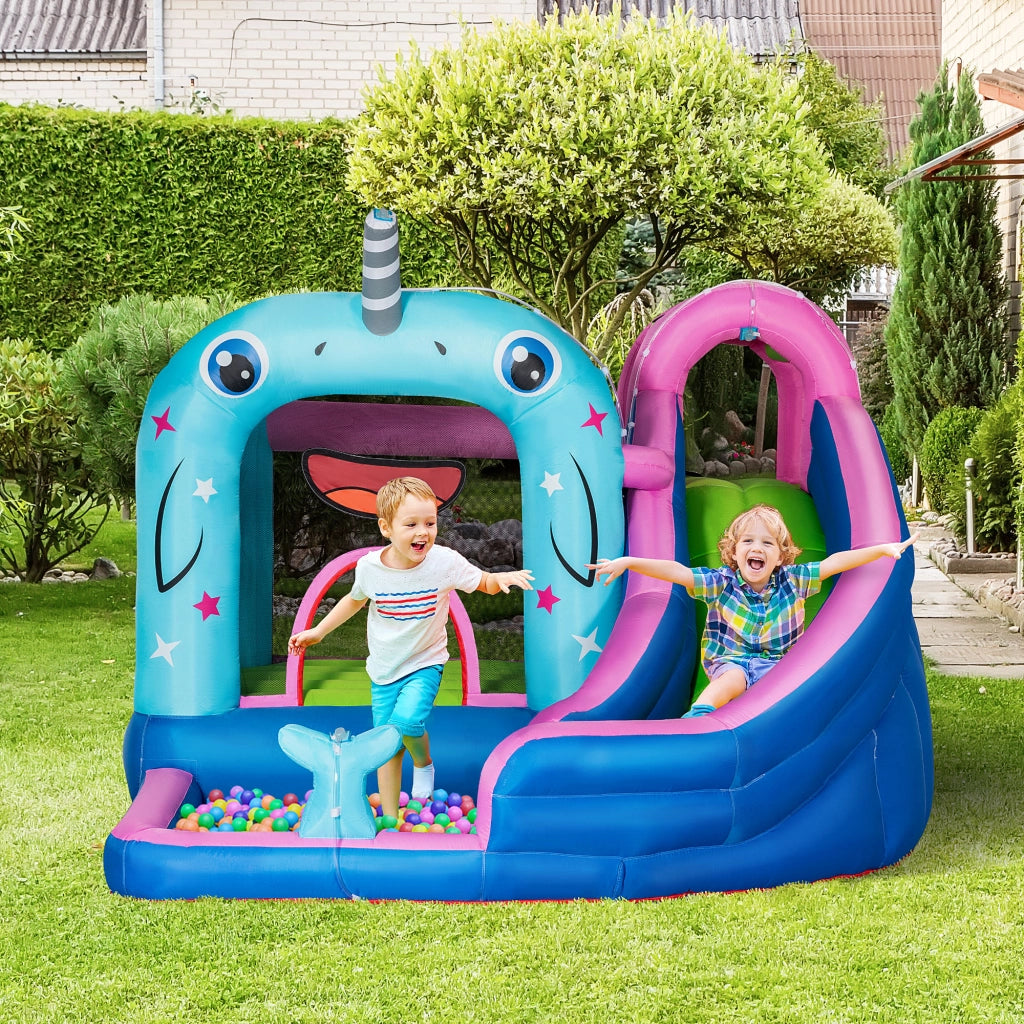 Castello Gonfiabile con Scivolo, Angolo Salto, Piscina e Getto d'Acqua ¨C zephmum ¨C 330x280x200 cm