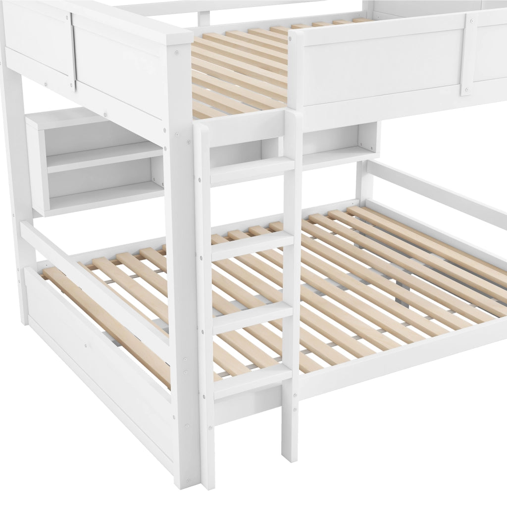 LETTO A CASTELLO 160x200 cm Bianco con 6 vani contenitori e luci LED