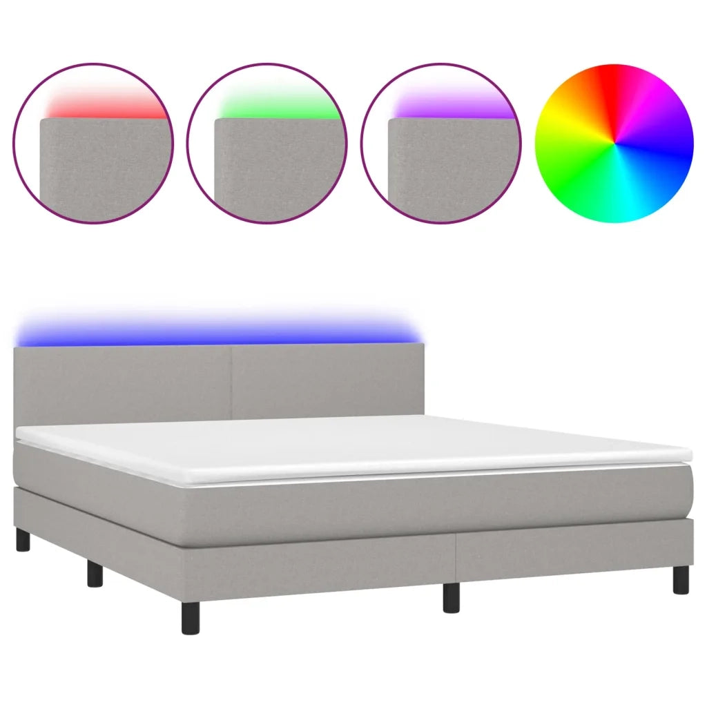 Letto a Molle Materasso e LED Grigio Chiaro 160x200 cm Tessuto 3133005