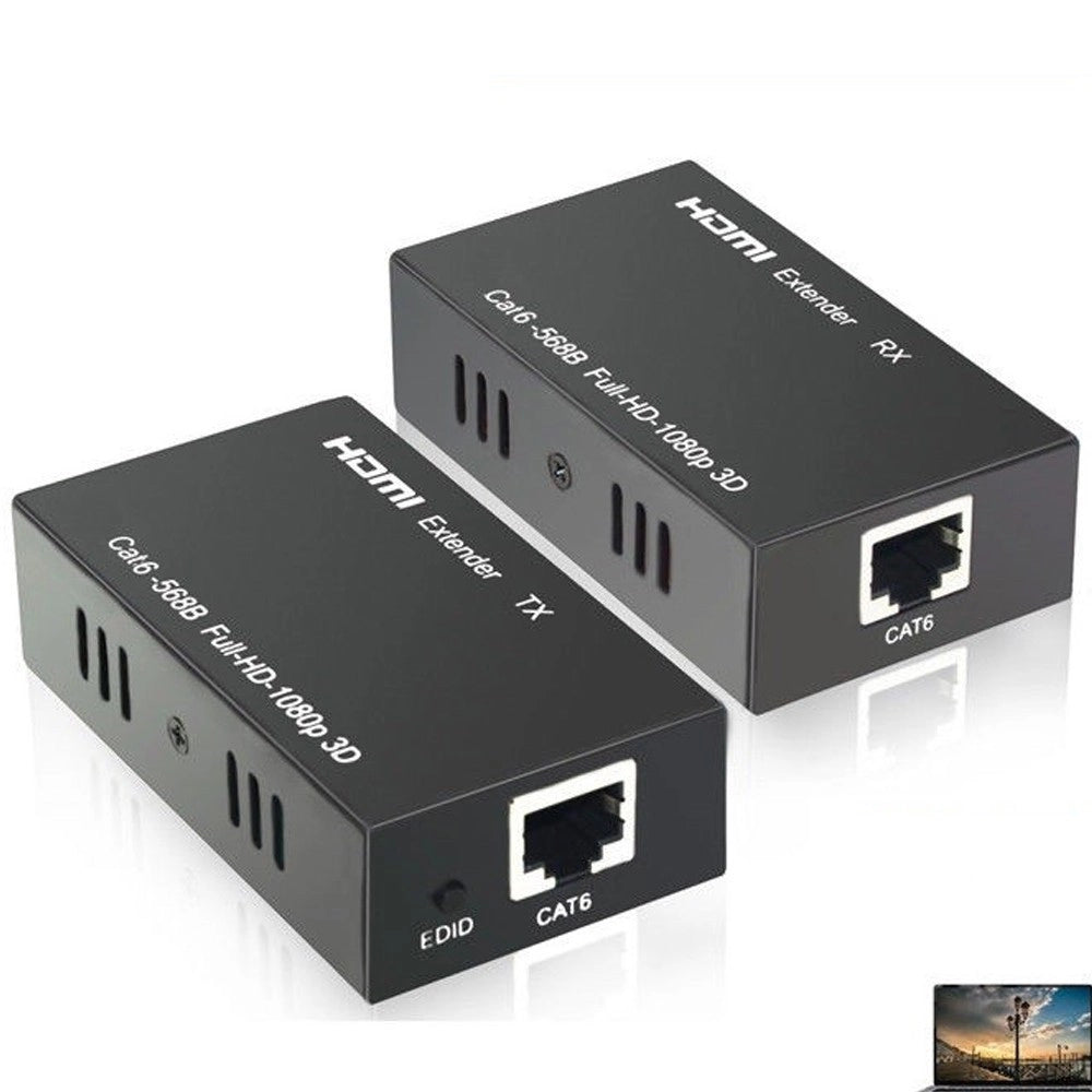 Trade Shop - Hdmi Extender Ethernet Cavo Di Rete Lan Over Cat6 60 Metri Hdmi 3d Fullhd 1080p -