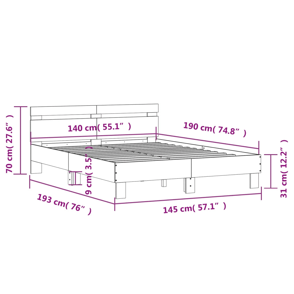 Giroletto Testiera Grigio Sonoma 140x190 cm Legno Multistrato 3207439