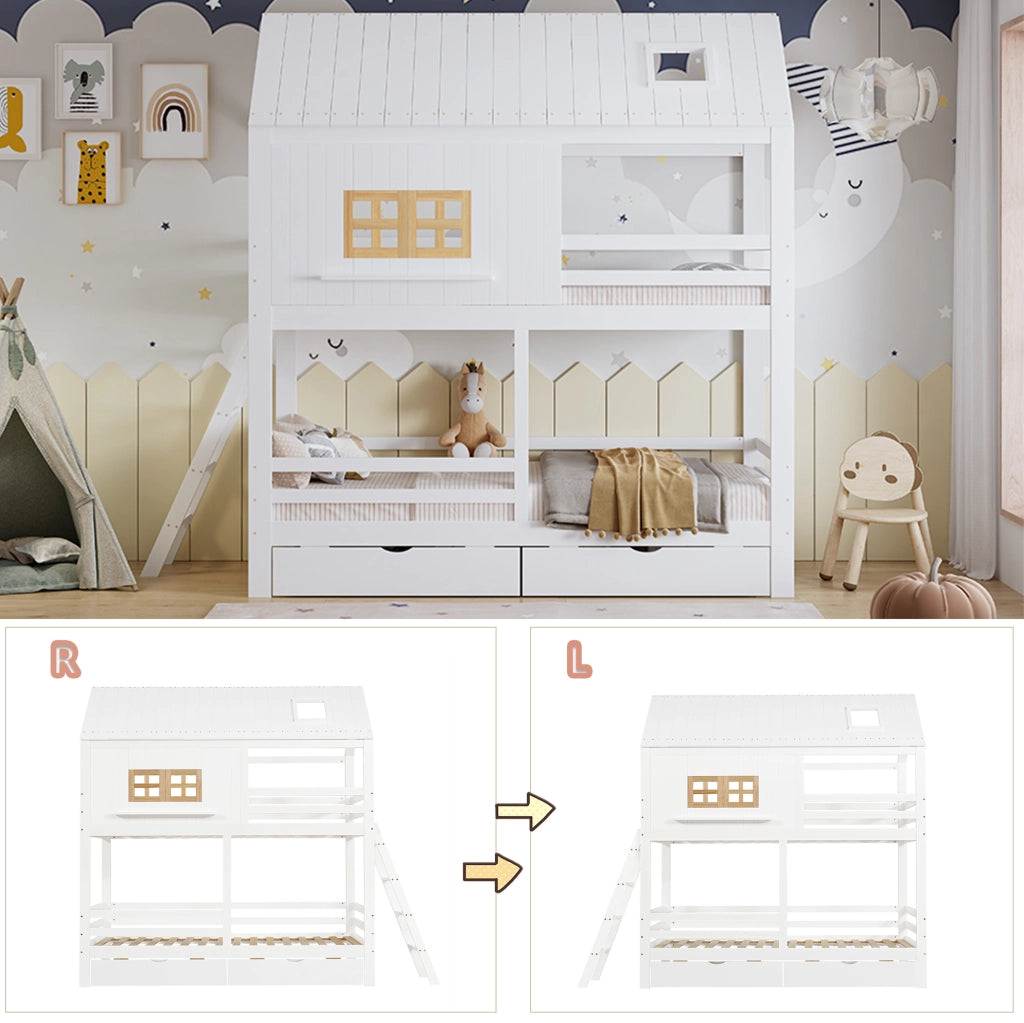 Letto a castello per bambini 90x200 cm con 2 cassetti