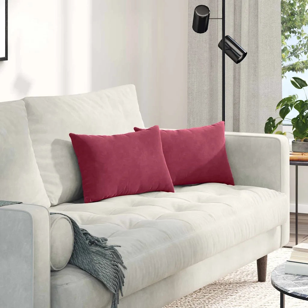 Cuscini da Divano 2 pz | Cuscini per sedie Rosso vino 50 x 30 cm Tessuto in Cords