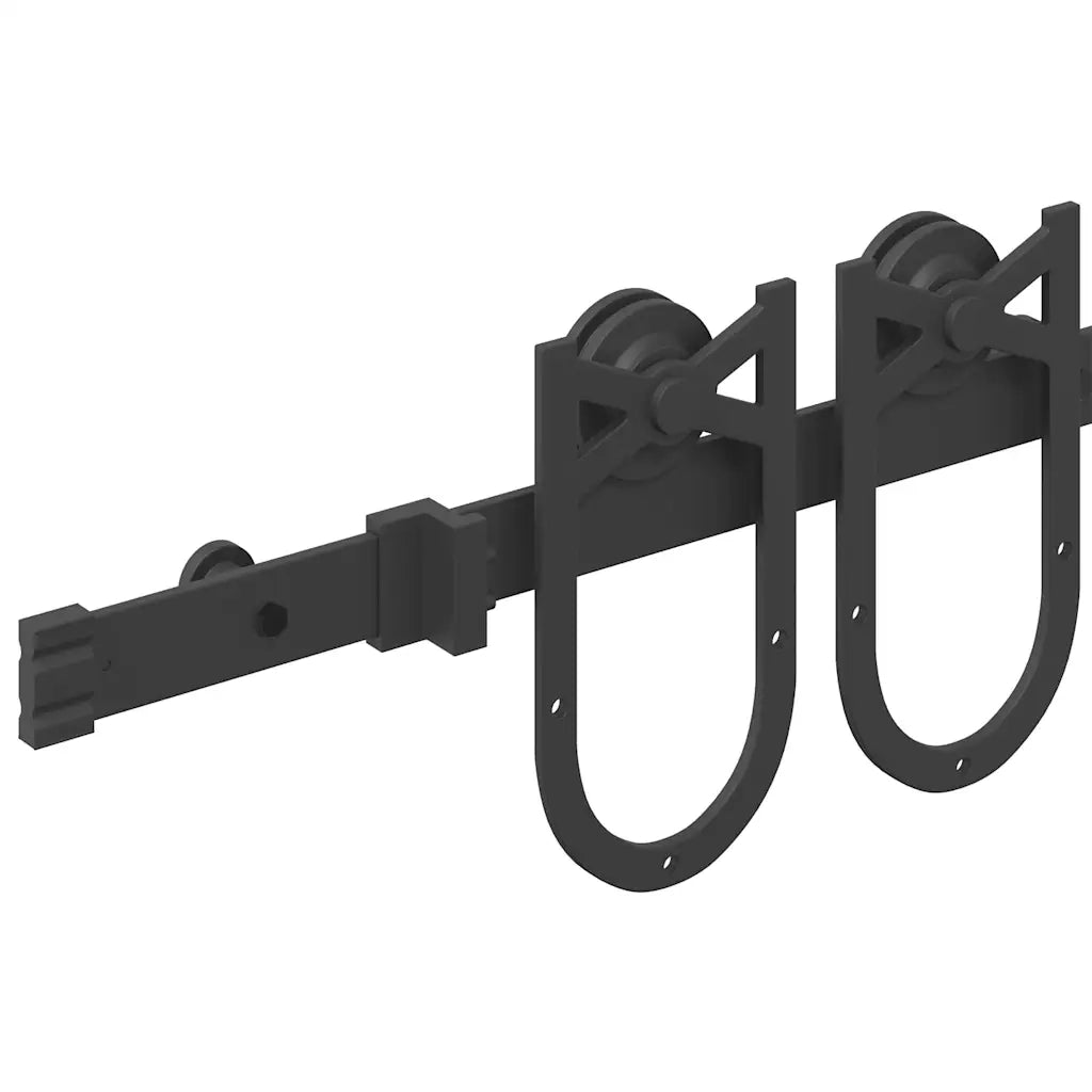 Kit di Binari per Porte Scorrevoli 200 cm Acciaio Nero 4009733