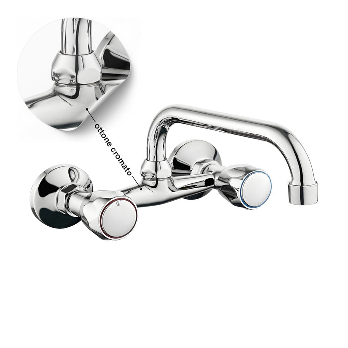 Rubinetto a muro up canna alta in ottone cucina con erogazione orientabile *** confezione 1