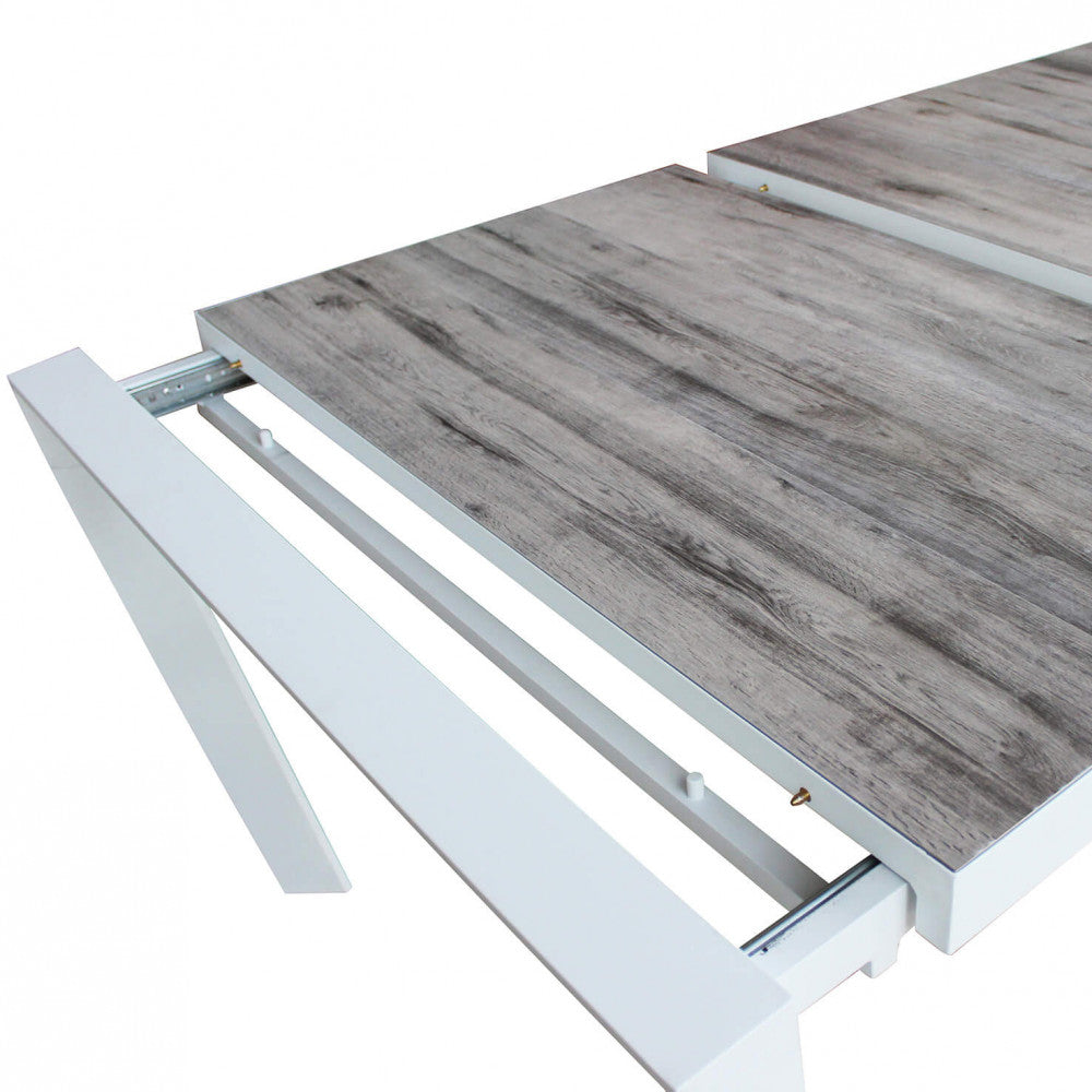 Tavolo Alluminio E Gres Bianco Portland 175/235X100 Cm