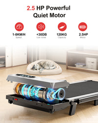 Tapis Roulant Elettrico Pieghevole 1-8 km/h - RATTANTREE - con Inclinazione, Display a LED, Supporto per App e Tablet - Portante 145kg - silver