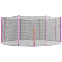 Rete di Protezione per Trampolini a 8 Pali con Ingresso con Cerniera, in PE, Ø366x180 cm, Nero e Rosa
