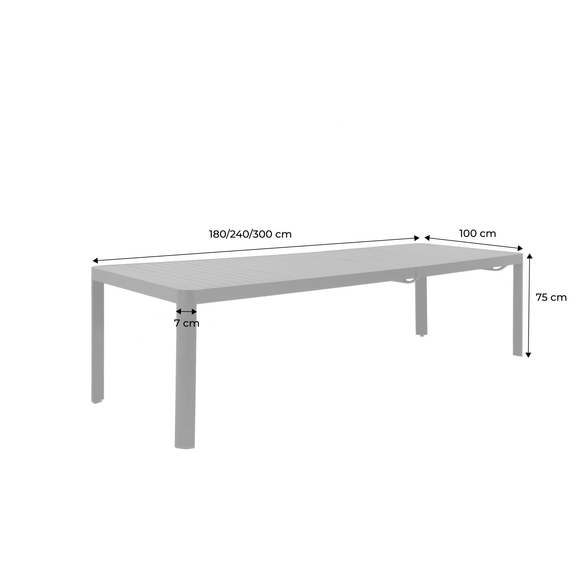 Tavolo da giardino allungabile in alluminio 8-10 posti, antracite