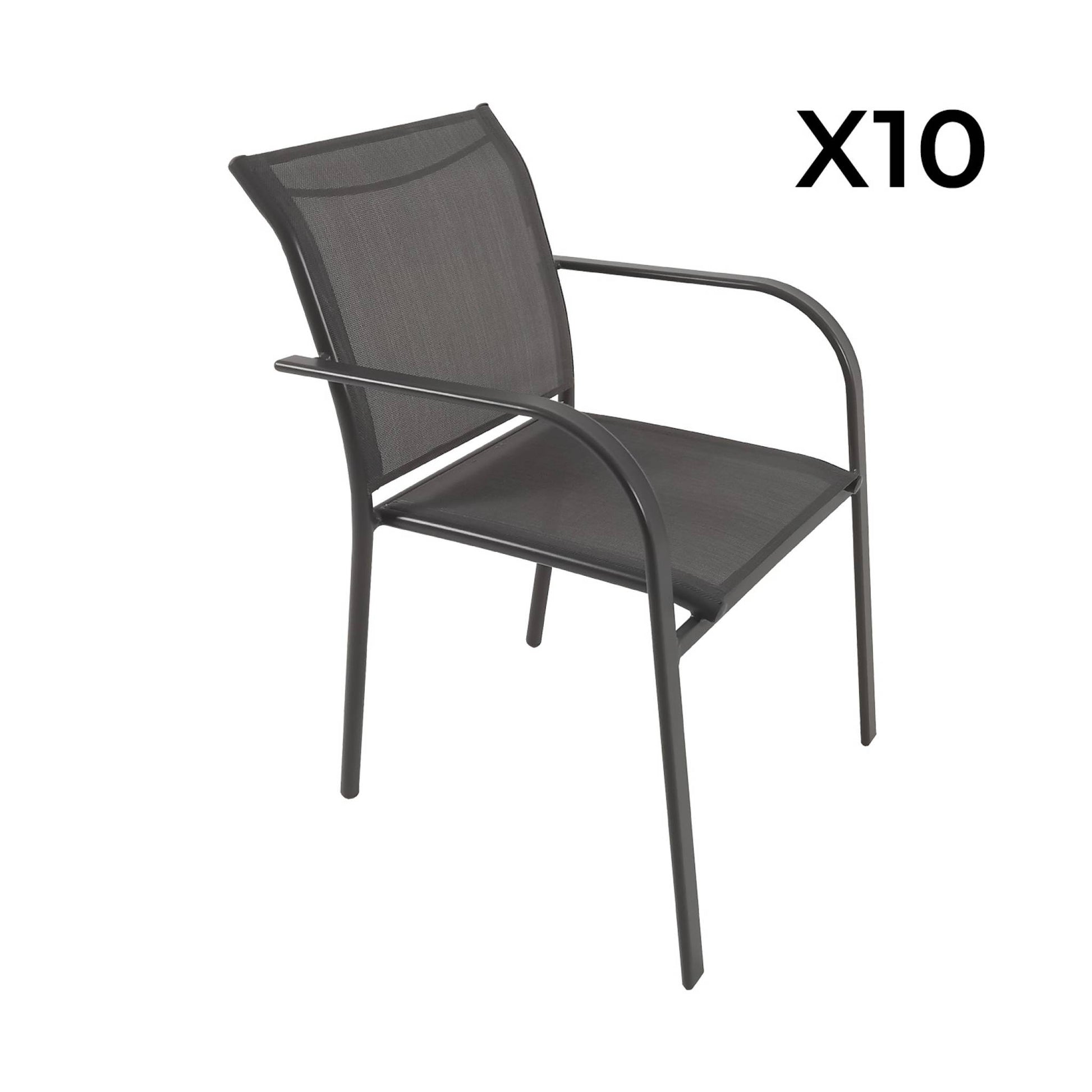 Tavolo da giardino estensibile in alluminio + 10 sedute, antracite