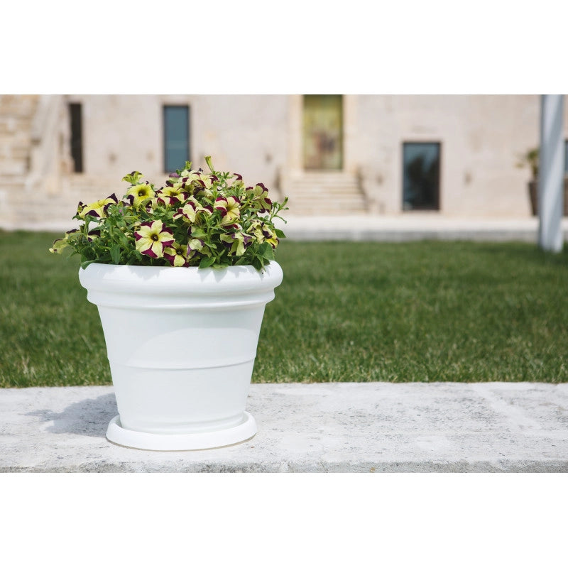 Vaso grande XXL decorativo classico tradizionale Ø90 H72 in polimero bianco per alberi e grandi piante per giardini e terrazze - Made in Italy