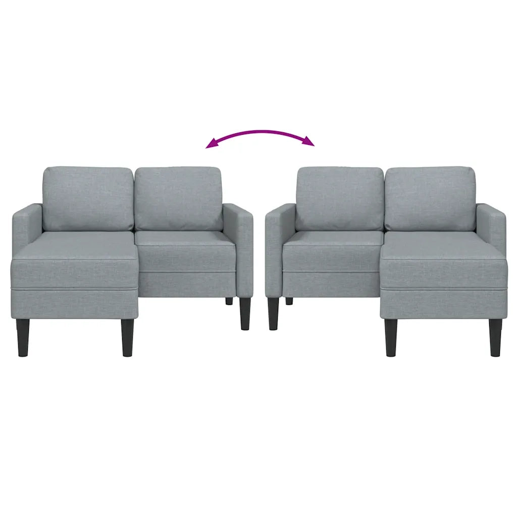 Divano 2 Posti con Chaise a L Grigio Chiaro 125 cm in Tessuto 4107061