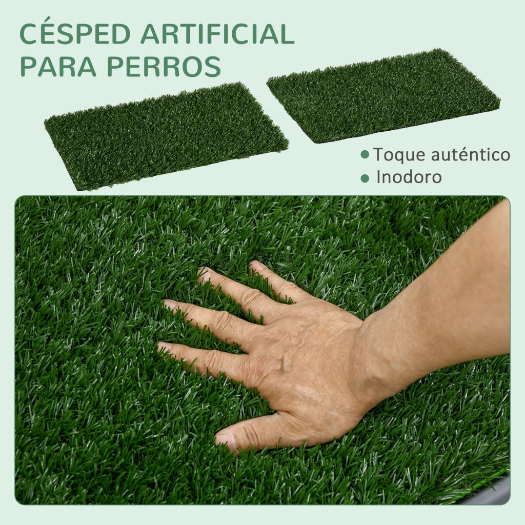 Tappeto Erba Sintetica per Cani con Griglia e Vassoio ¨C Zephmum ¨C Verde 67x41x3,5 cm