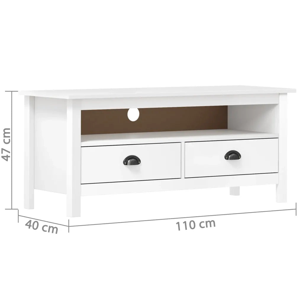 Mobile Porta TV Hill Bianco 110x40x47 cm in Legno di Pino 288924