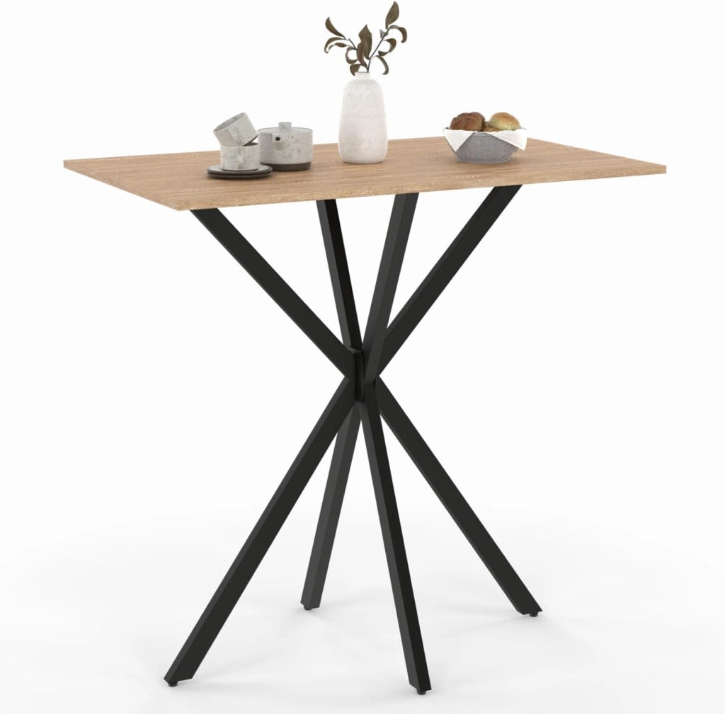 Tavolo bar rettangolare ALIX con gamba in legno e ragno nero 100 cm