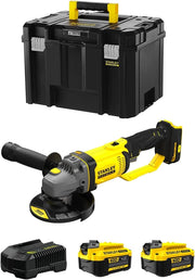Smerigliatrice Angolare STANLEY FatMax SFMCG400M2T (2 Batterie 4,0 Ah + Caricabatteria + TSTAK VI)