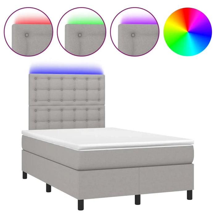 Letto a Molle Materasso e LED Grigio Chiaro 120x200 cm Tessuto 3135181