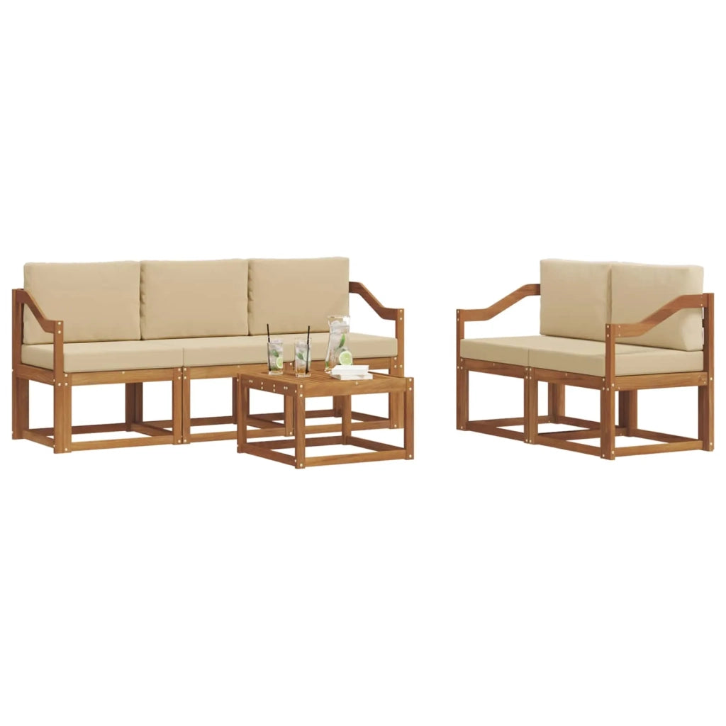 Set di divani da esterno con cuscino 6 pcs Naturale e Beige 3366026