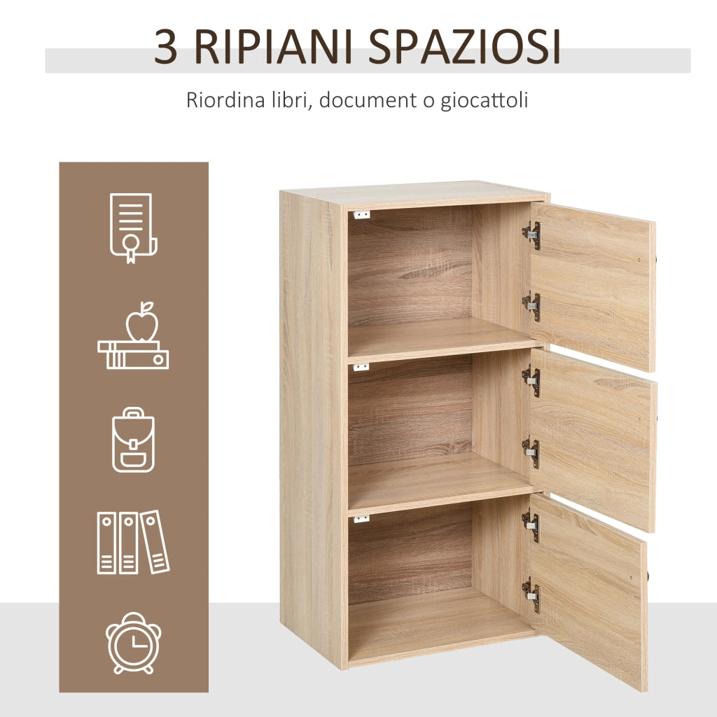 EasyComfort Mobiletto Multiuso con 3 Ripiani in Legno e 3 Antine per Casa, Camera, Soggiorno o Ufficio, 48x34x100cm