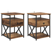 Set di 2 Comodini | Armadio da Notte | Mobiletto da notte Legno vecchio 40 x 42 x 55 cm