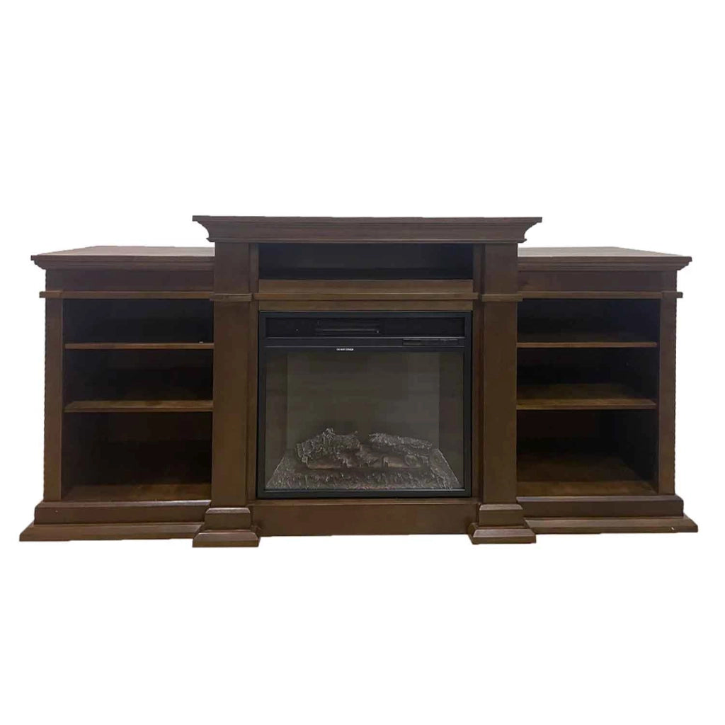 Biden - Camino elettrico da terra 179x48xH85 cm, effetto fiamma, colore legno noce