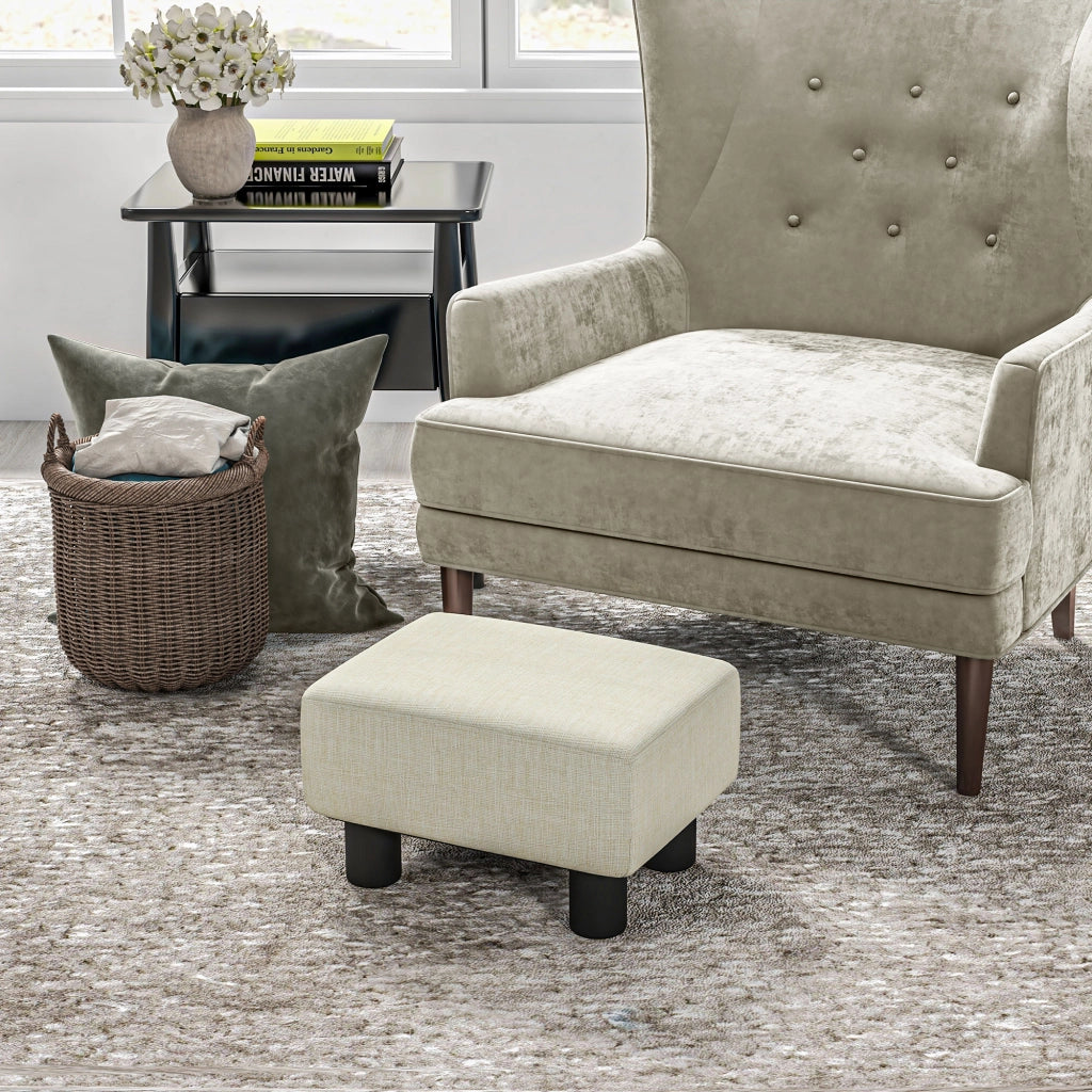 Pouf ¨C zephmum ¨C beige tessuto lino 40x30x24 cm