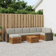 Set di divani da esterno 8 pcs Naturale e Grigio Chiaro