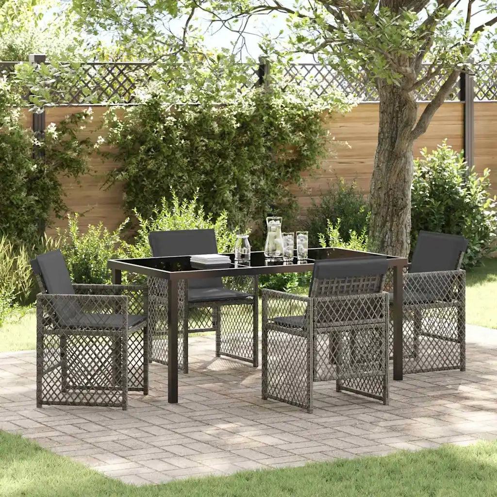 Set da Pranzo per Giardino 5 pcs Grigio polyrattan 3380627