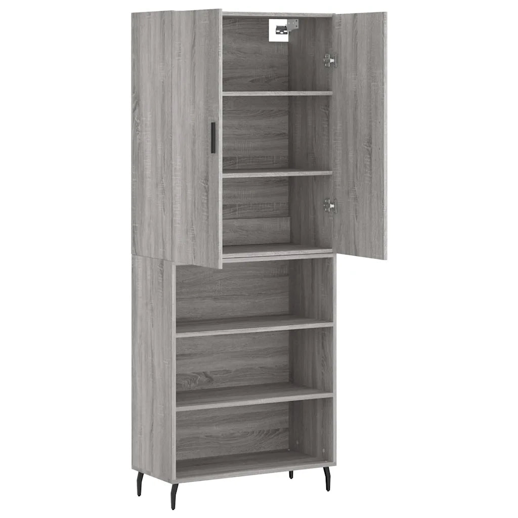 Credenza Grigio Sonoma 69,5x34x180 cm in Legno Multistrato 3196089