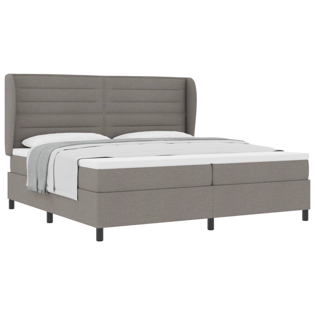 Box Spring Letto con Materasso Tortora 200x200 cm Tessuto